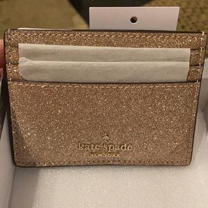 New Kate Spade ♠️ rose gold shimmer slim cardholder